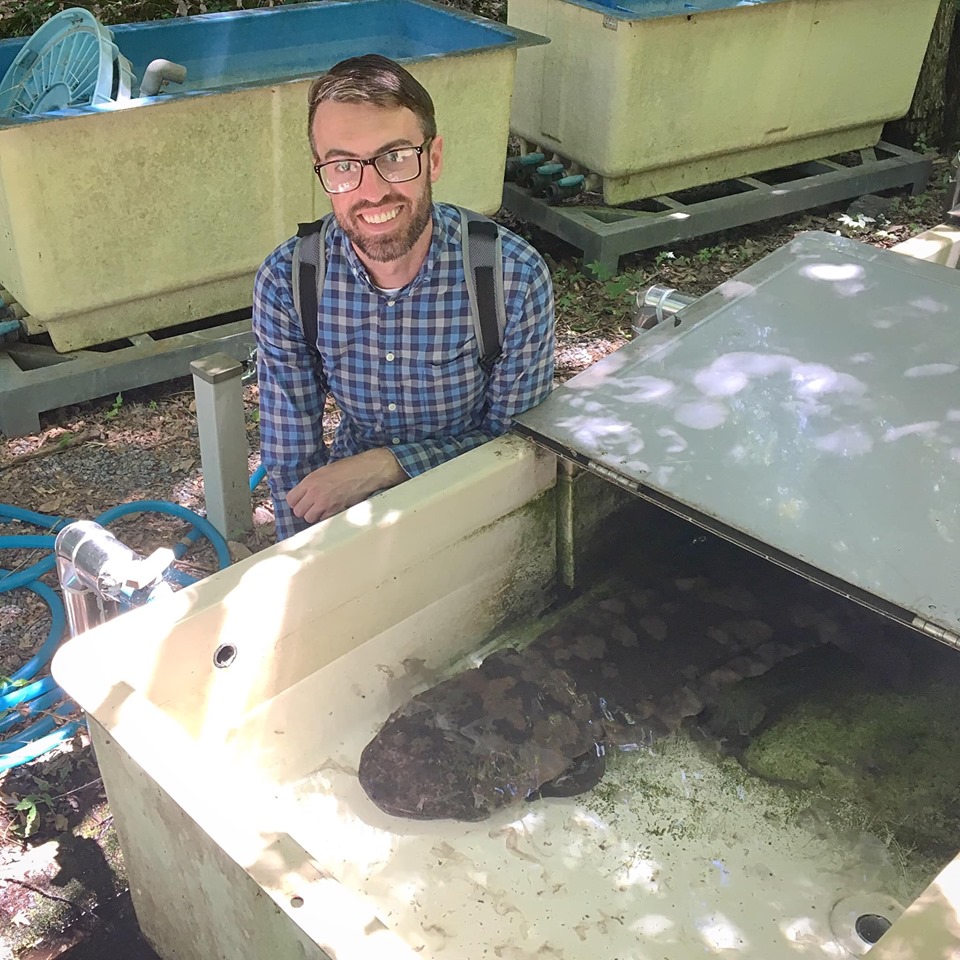 Animal keeper Matt Neff’s jaw dropped when he saw this Chinese giant salamander—the largest salamander species in the world—at Asa Zoo. This animal was 4.5 feet long and weighed about 50 pounds.