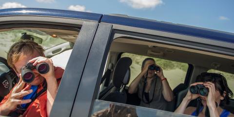 researchers with binoculars