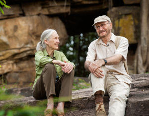 Wolf Dittus and Jane Goodall pose together