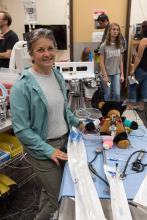 Veterinary technician Lisa Ware demonstrates the equipment scientists use to care for the more than 20 species living at the Smithsonian Conservation Biology Institute. Veterinarian technician Lisa Ware demonstrating equipment veterinarians use caring for more than 20 species at the Smithsonian Conservation Biology Institute.